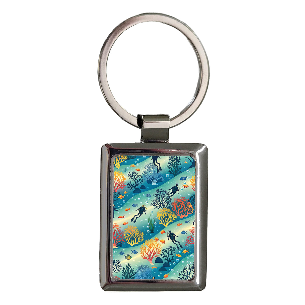 Suba Diving Ocean Coral Background Rectangle Metal Keychain