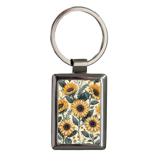 Sunflowers Elegant Background Rectangle Metal Keychain