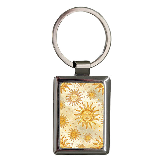 Suns Elegant Background Rectangle Metal Keychain