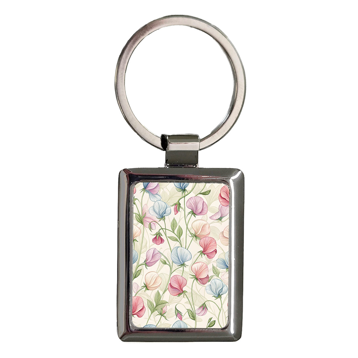 Sweet Pea Flowers Background Rectangle Metal Keychain