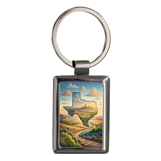Texas State Beautiful Scene Rectangle Metal Keychain