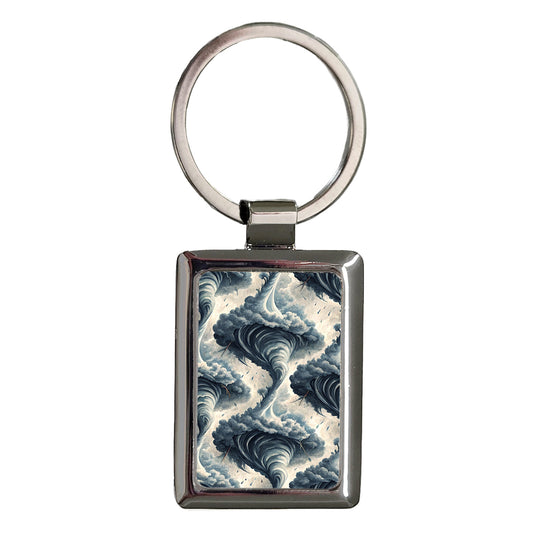Tornados Background Rectangle Metal Keychain