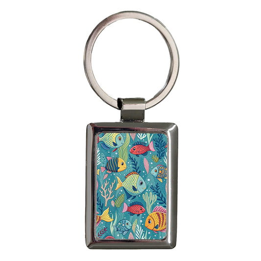 Tropical Cute Fish Rectangle Metal Keychain