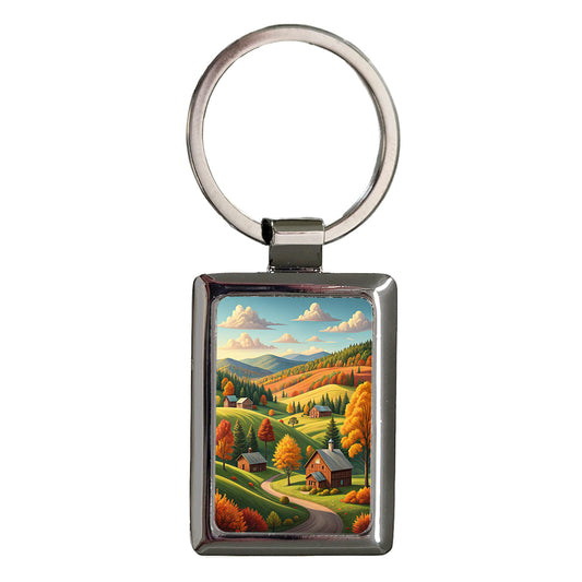 Vermont State Beautiful Scene Rectangle Metal Keychain