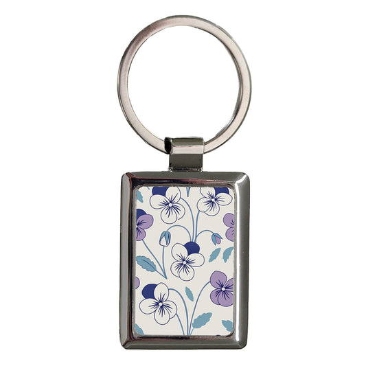 Violet Flowers Drawing Rectangle Metal Keychain