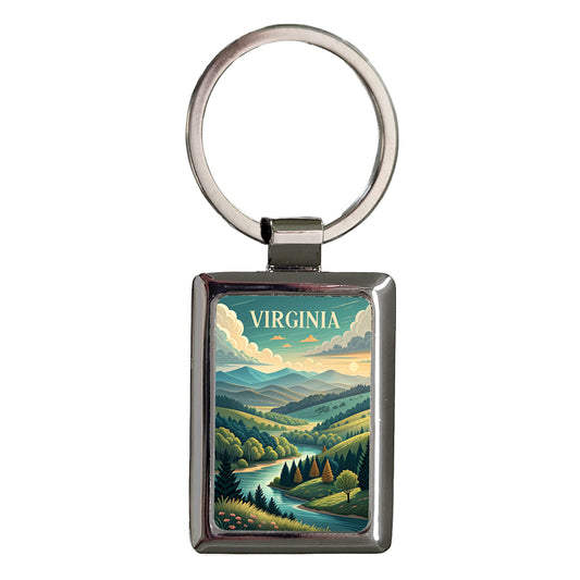 Virginia State Beautiful Scene Rectangle Metal Keychain