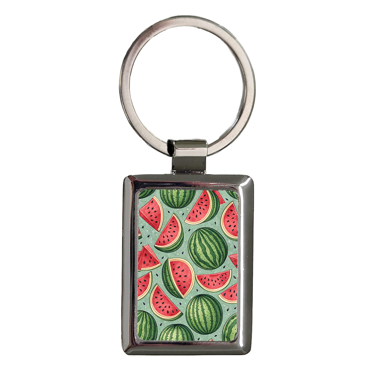 Watermelons Fruity Background Rectangle Metal Keychain