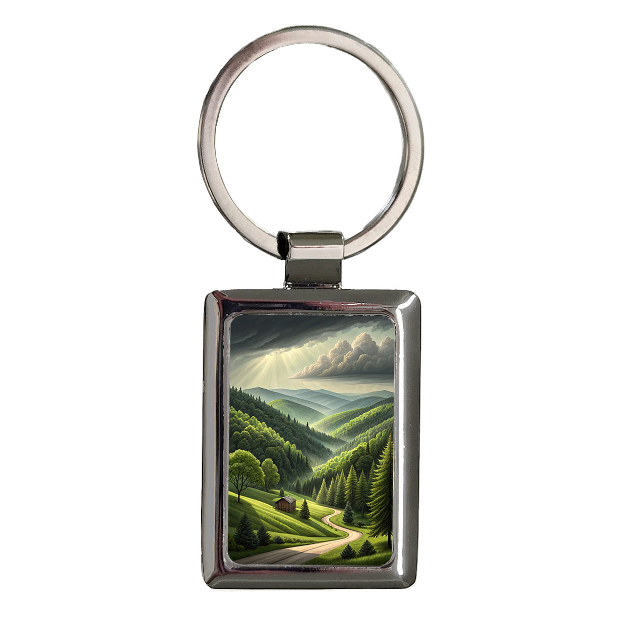 West Virginia State Beautiful Scene Rectangle Metal Keychain