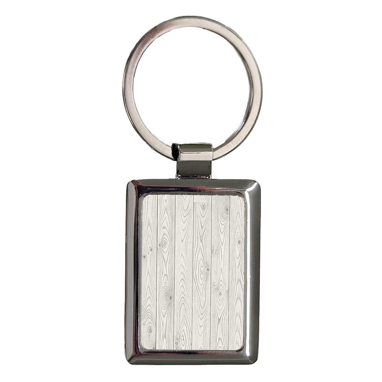 White Wood Boards Planks Rectangle Metal Keychain