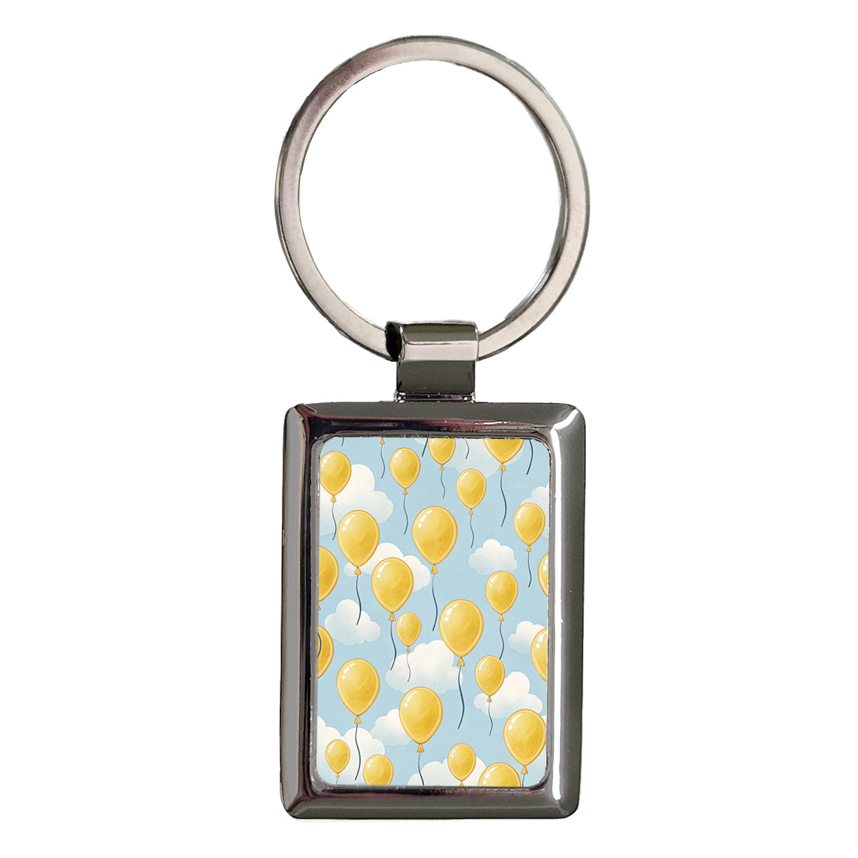 Yellow Balloons Birthday Background Rectangle Metal Keychain