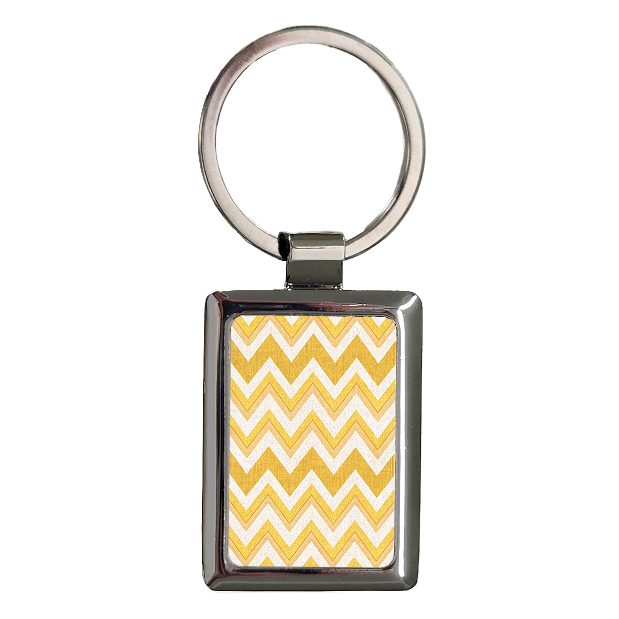 Yellow Chevrons Background Rectangle Metal Keychain