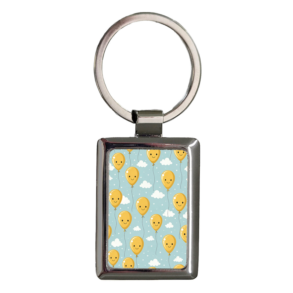 Yellow Happy Balloons Birthday Cute Rectangle Metal Keychain