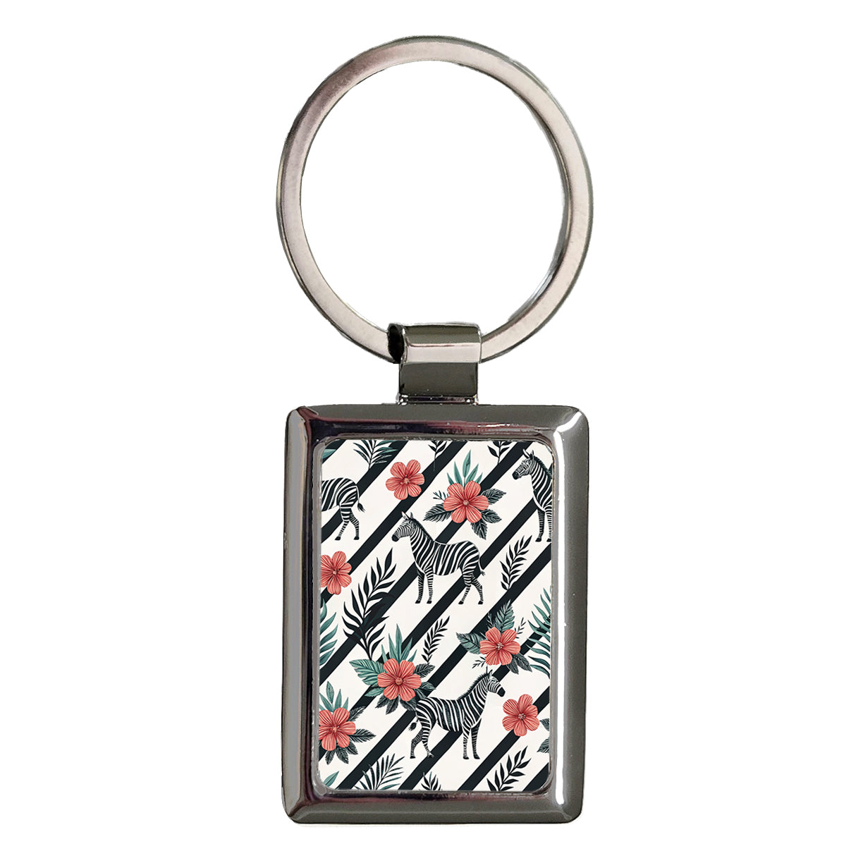Zebra And Black Stripes Background Rectangle Metal Keychain