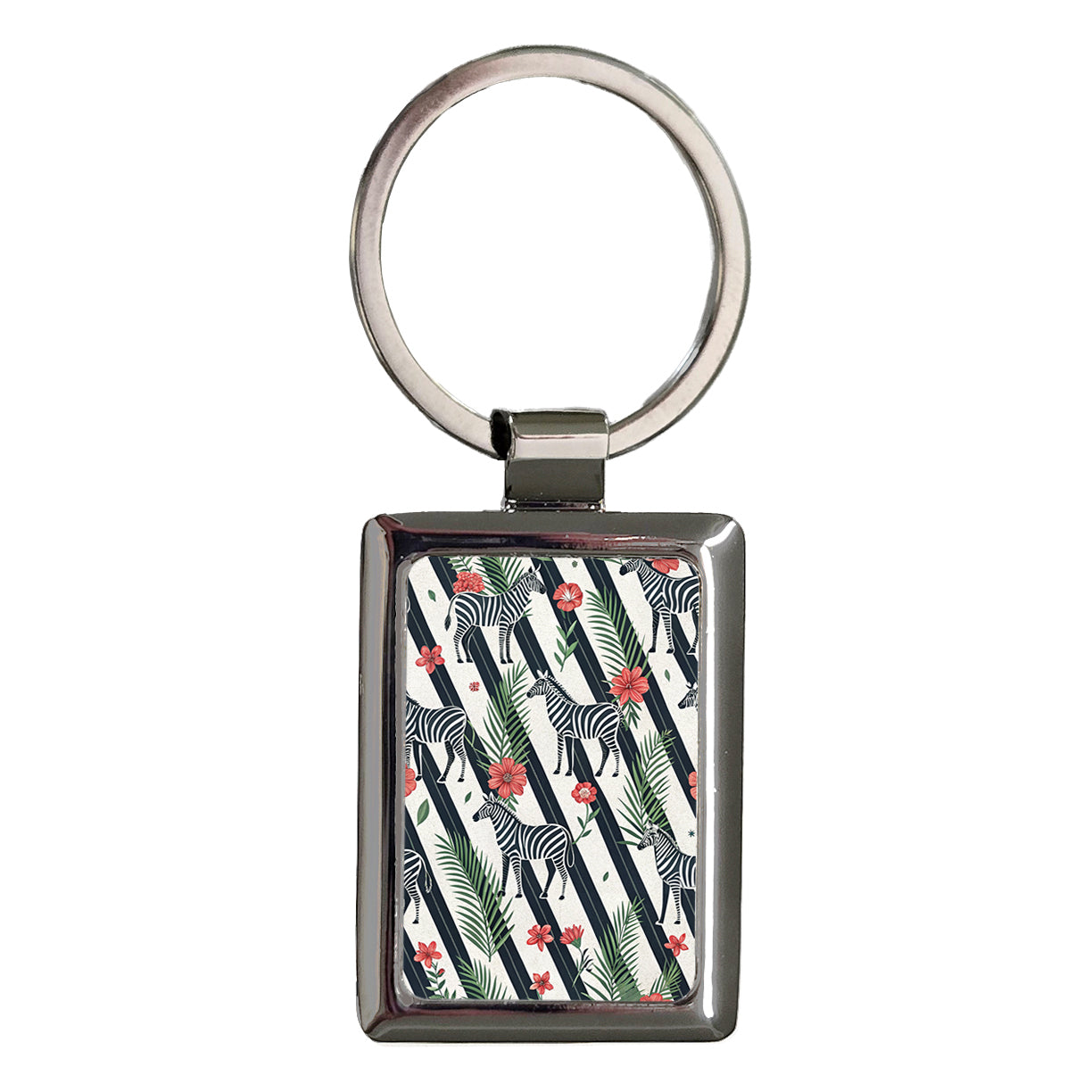 Zebras And Stripes Rectangle Metal Keychain
