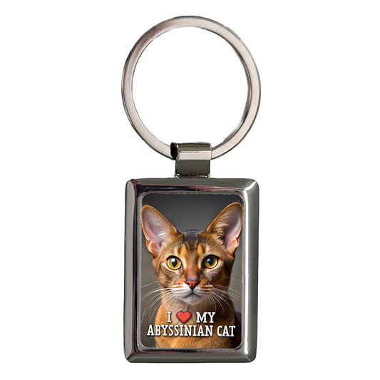 I Love My Abyssinian Cat Heart Rectangle Metal Keychain
