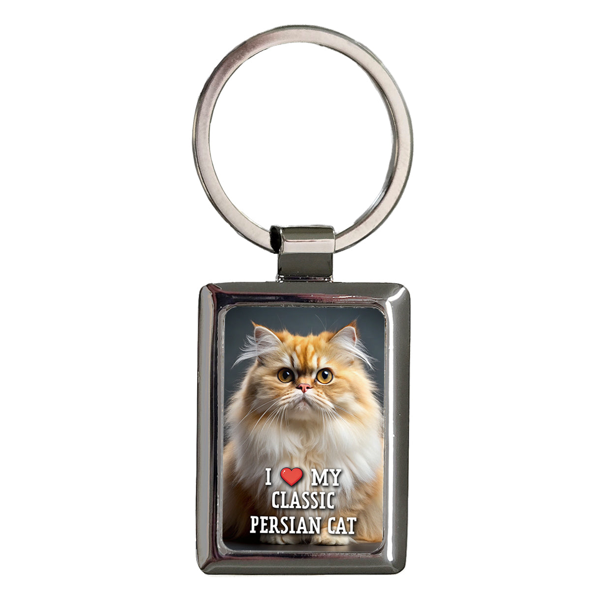 I Love My Classic Persian Cat Heart Rectangle Metal Keychain