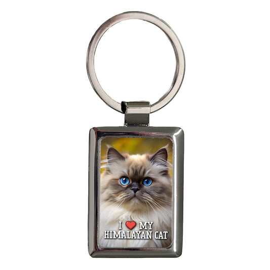 I Love My Himalayan Cat Heart Rectangle Metal Keychain