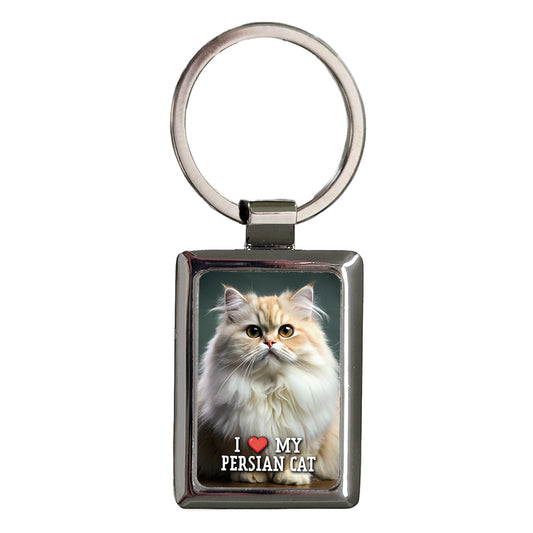 I Love My Persian Cat Heart Rectangle Metal Keychain