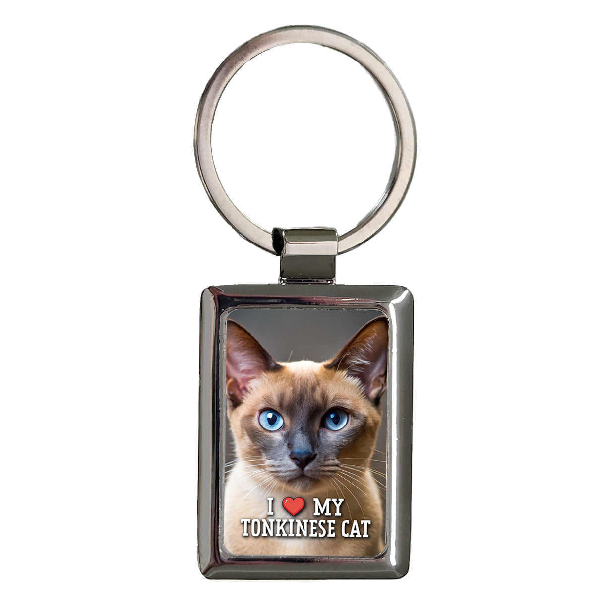 I Love My Tonkinese Cat Heart Rectangle Metal Keychain