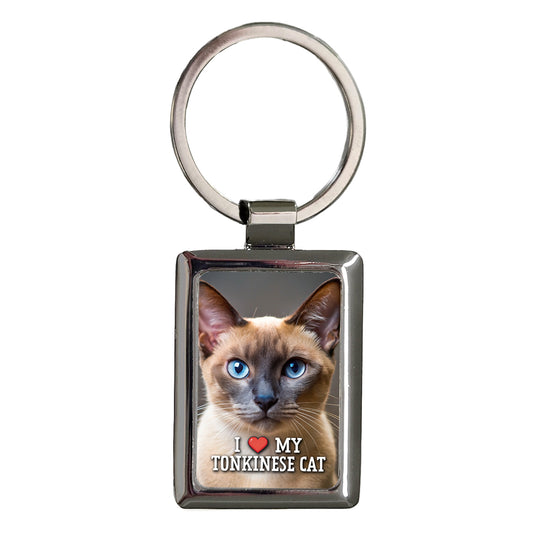 I Love My Tonkinese Cat Heart Rectangle Metal Keychain