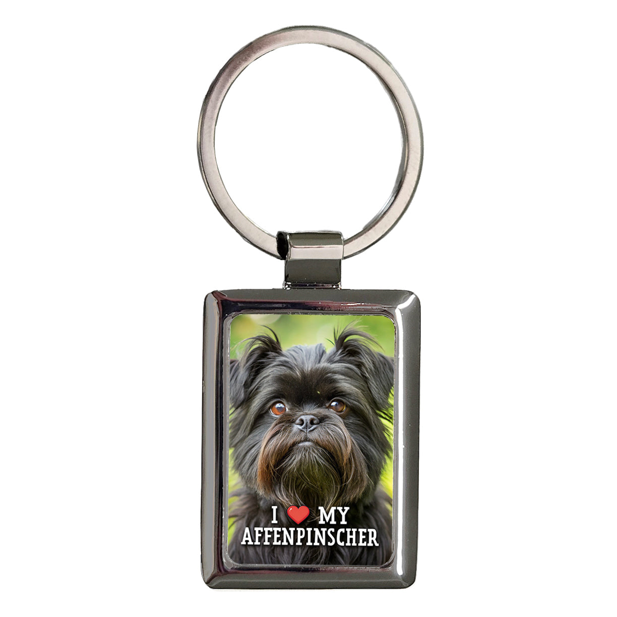 I Love My Affenpinscher Dog Heart Rectangle Metal Keychain