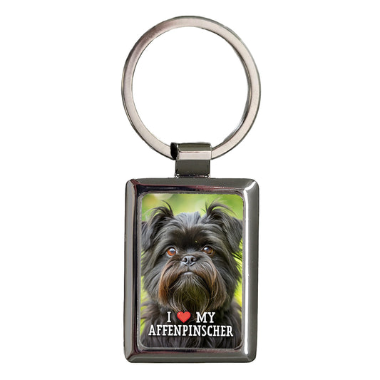 I Love My Affenpinscher Dog Heart Rectangle Metal Keychain