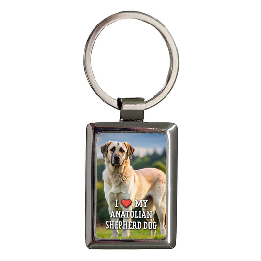I Love My Anatolian Shepherd Dog Heart Rectangle Metal Keychain