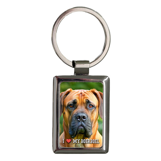 I Love My Boerboel Dog Heart Rectangle Metal Keychain