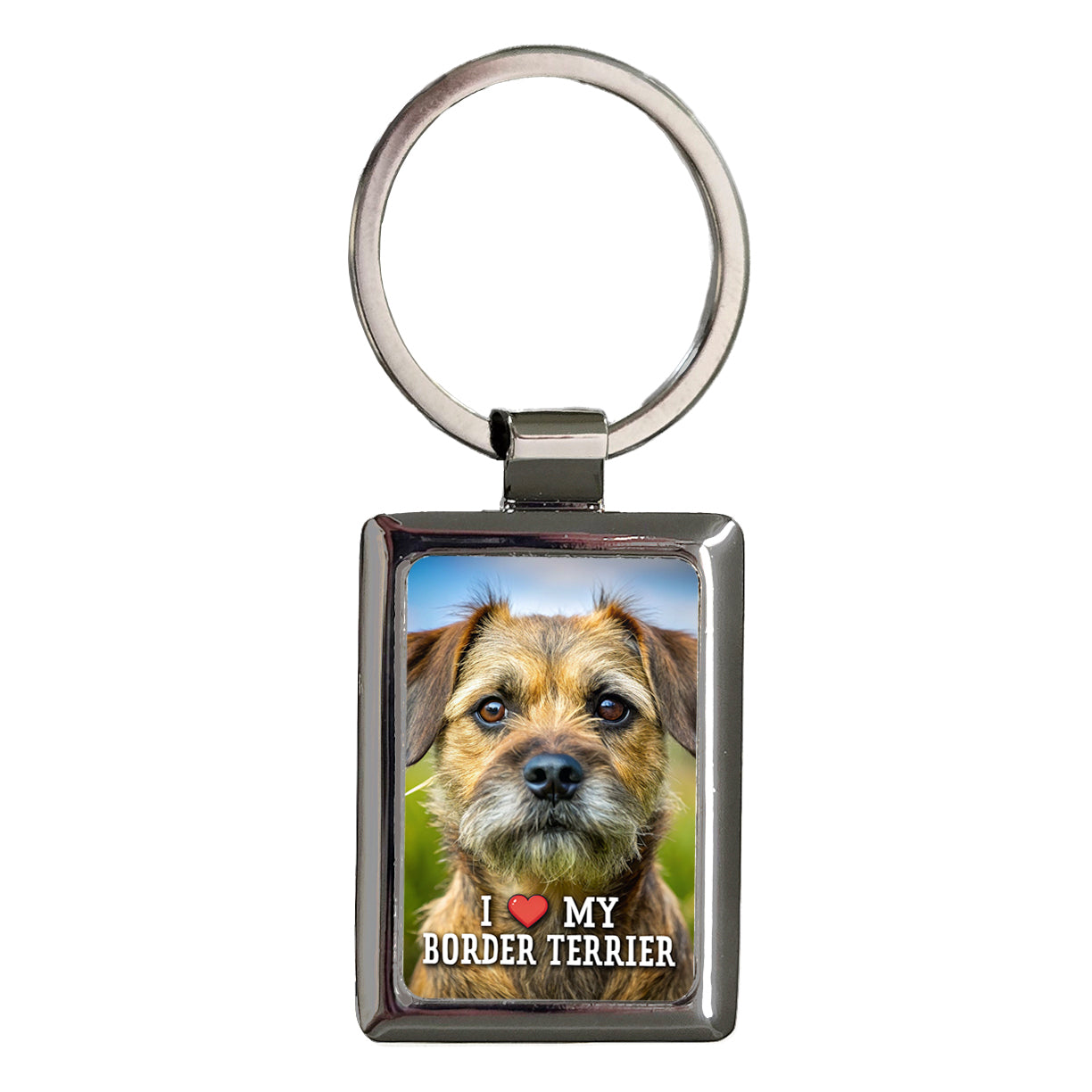 I Love My Border Terrier Dog Heart Rectangle Metal Keychain