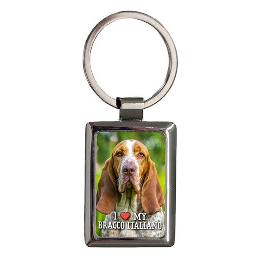 I Love My Bracco Italiano Dog Heart Rectangle Metal Keychain