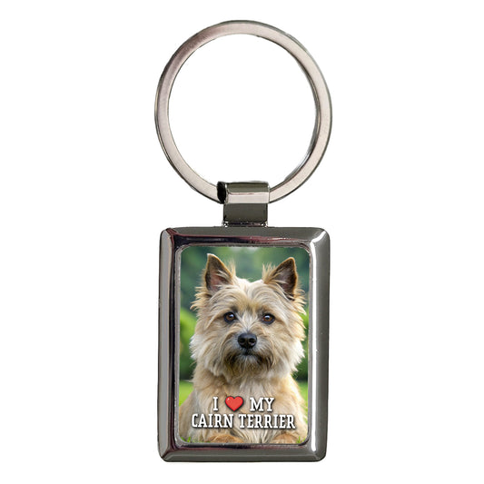 I Love My Cairn Terrier Dog Heart Rectangle Metal Keychain