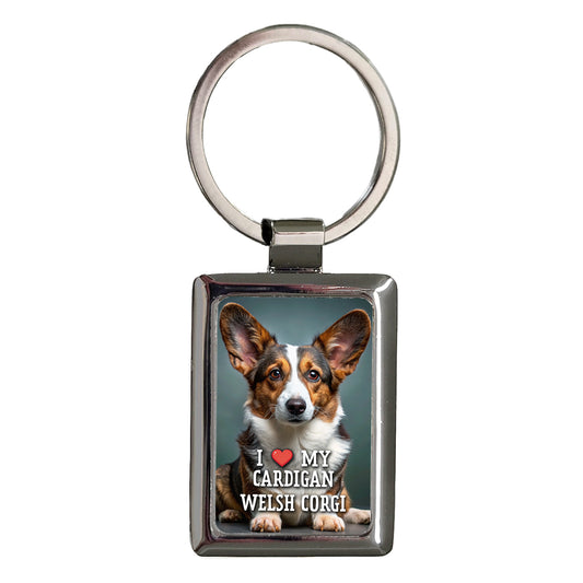I Love My Cardigan Welsh Corgi Dog Heart Rectangle Metal Keychain