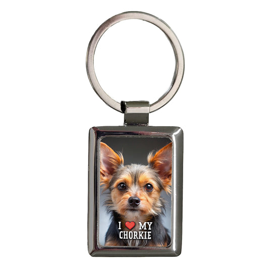 I Love My Chorkie Dog Heart Rectangle Metal Keychain