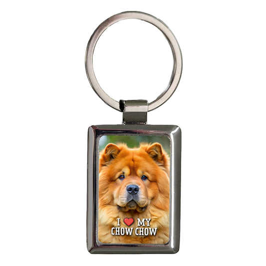 I Love My Chow Chow Dog Heart Rectangle Metal Keychain