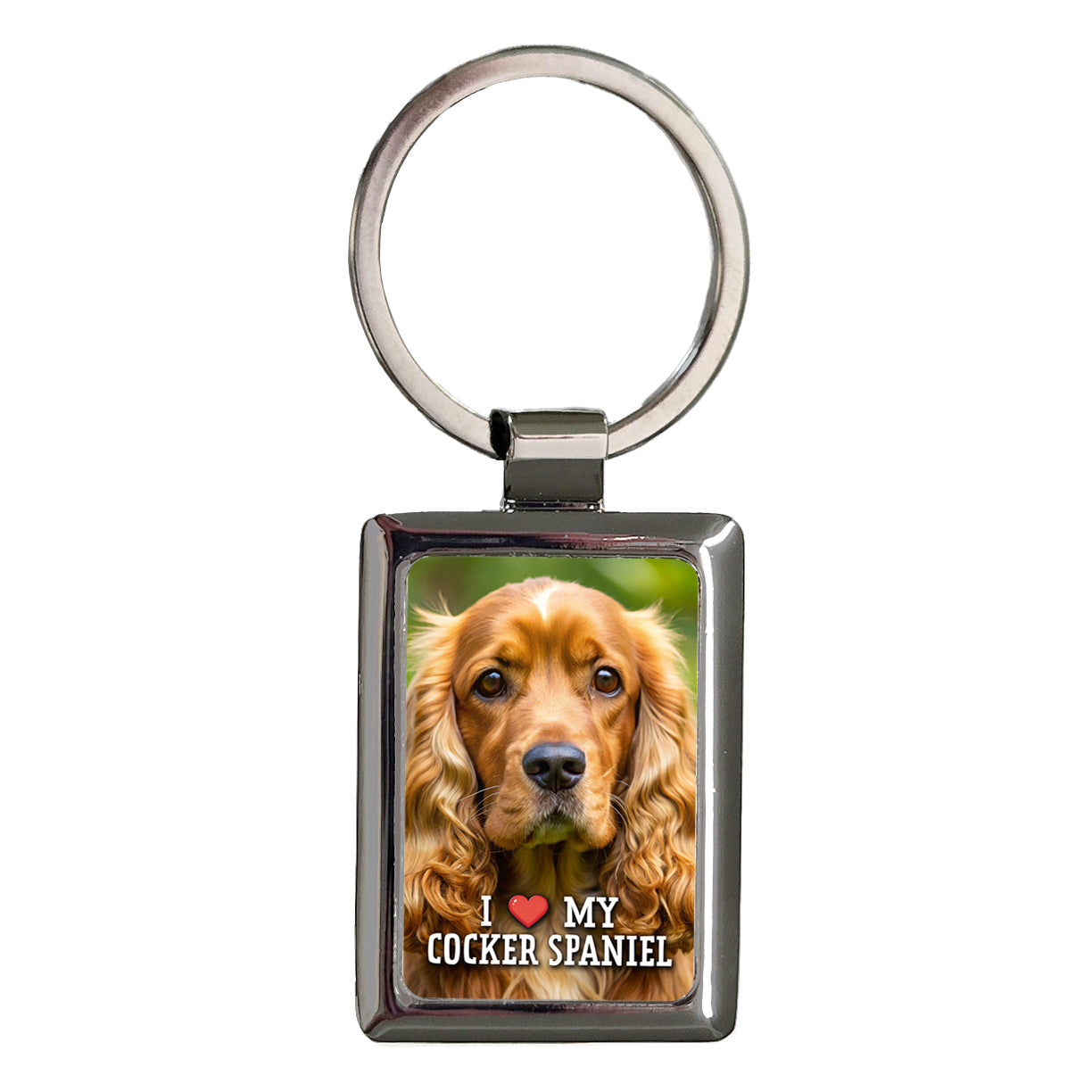 I Love My Cocker Spaniel Dog Heart Rectangle Metal Keychain