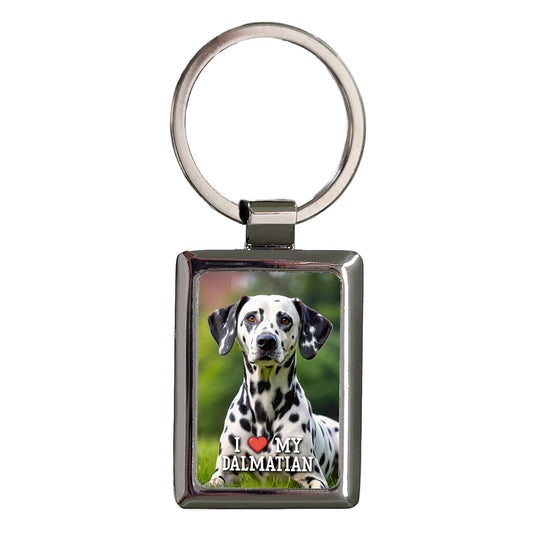 I Love My Dalmatian Dog Heart Rectangle Metal Keychain
