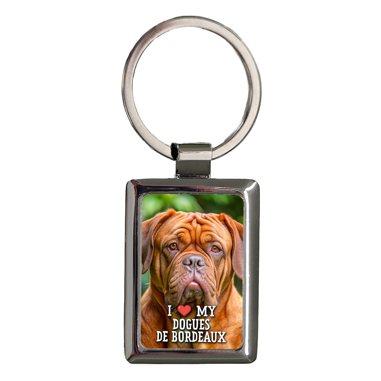I Love My Dogues De Bordeaux Dog Heart Rectangle Metal Keychain