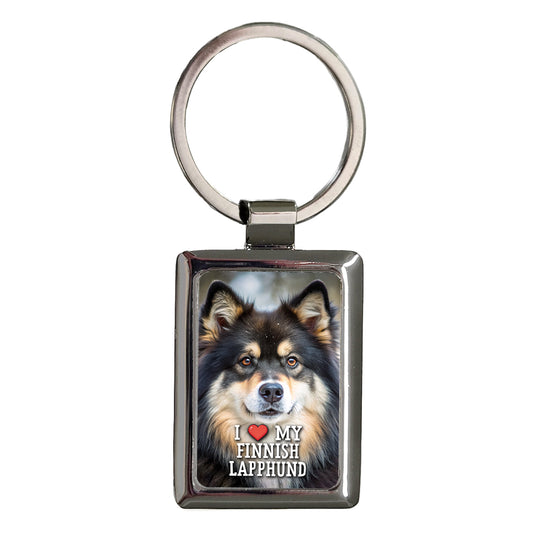 I Love My Finnish Lapphund Dog Heart Rectangle Metal Keychain