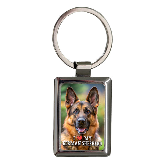 I Love My German Shepherd Dog Heart Rectangle Metal Keychain