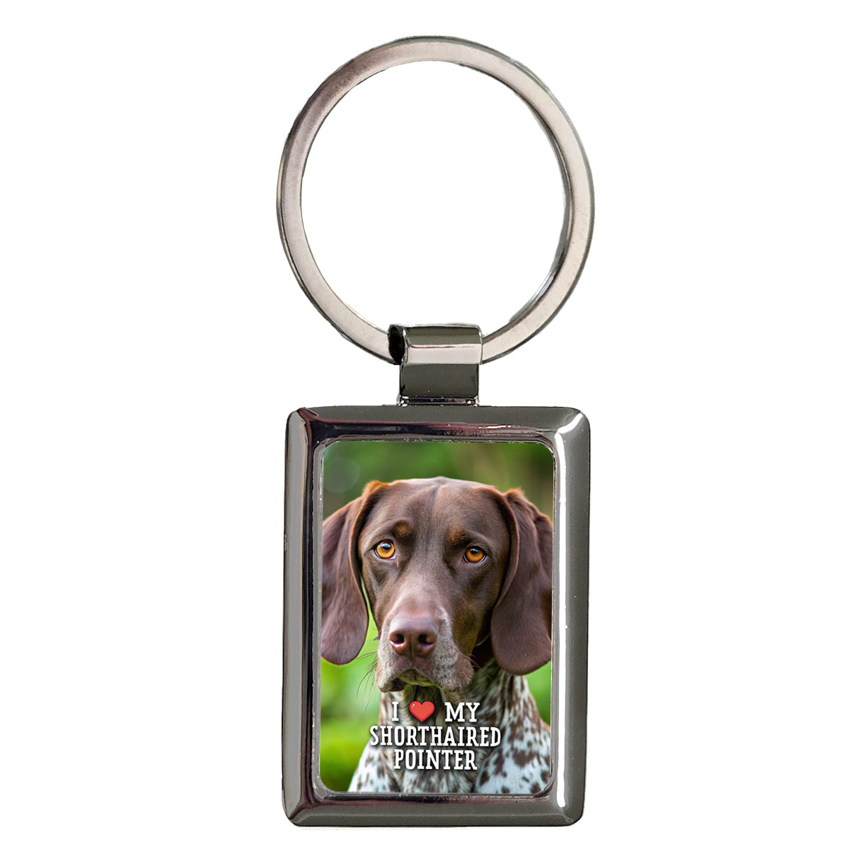 I Love My German Shorthaired Pointer Dog Heart Rectangle Metal Keychain