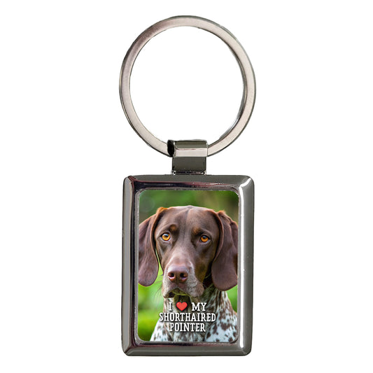 I Love My German Shorthaired Pointer Dog Heart Rectangle Metal Keychain