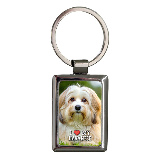 I Love My Havanese Dog Heart Rectangle Metal Keychain