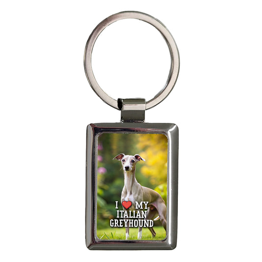 I Love My Italian Greyhound Dog Heart Rectangle Metal Keychain