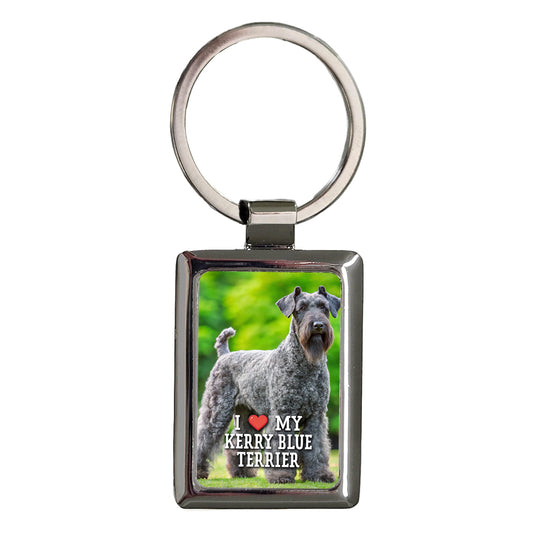 I Love My Kerry Blue Terrier Dog Heart Rectangle Metal Keychain