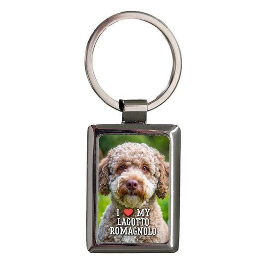 I Love My Lagotto Romagnolo Dog Heart Rectangle Metal Keychain