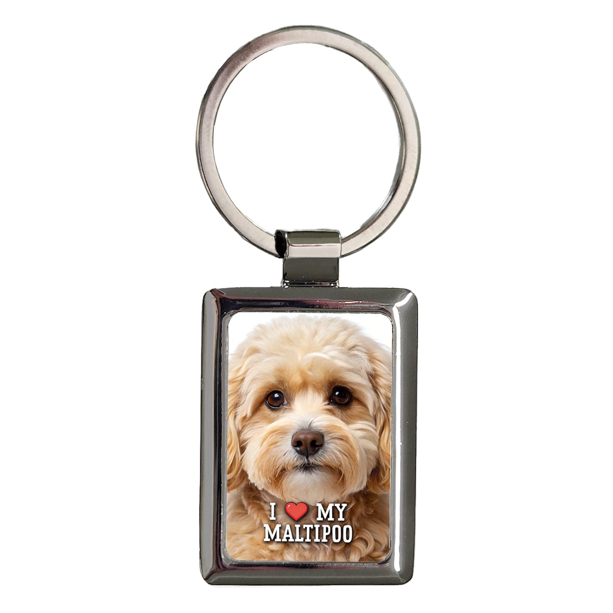I Love My Maltipoo Dog Heart Rectangle Metal Keychain
