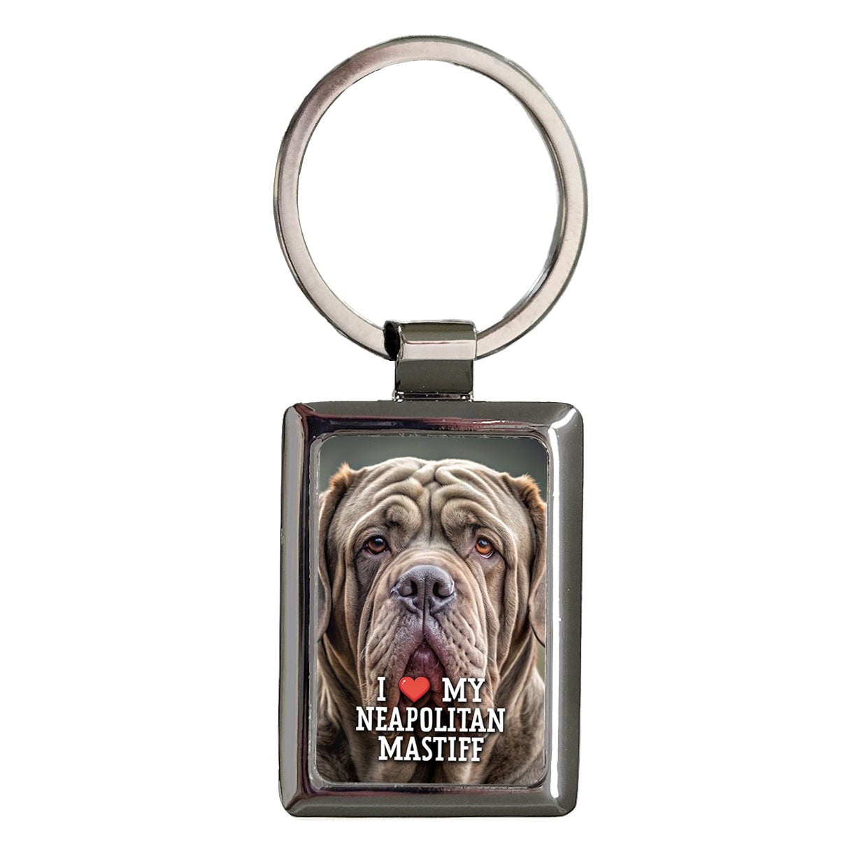 I Love My Neapolitan Mastiff Dog Heart Rectangle Metal Keychain