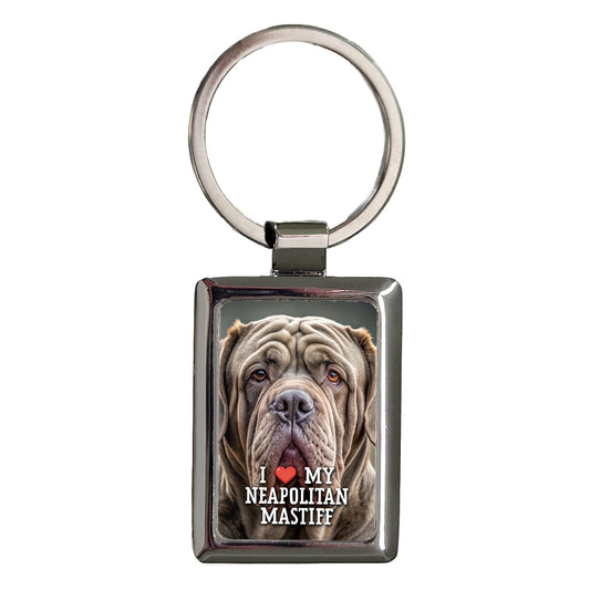I Love My Neapolitan Mastiff Dog Heart Rectangle Metal Keychain