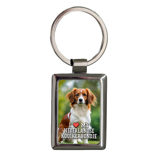 I Love My Nederlandse Kooikerhondje Dog Heart Rectangle Metal Keychain