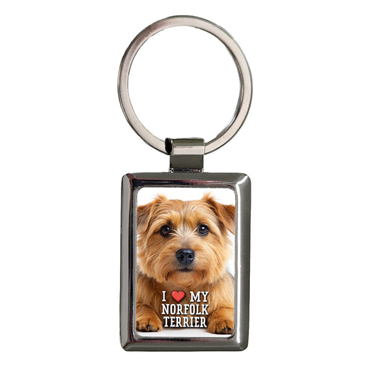 I Love My Norfolk Terrier Dog Heart Rectangle Metal Keychain